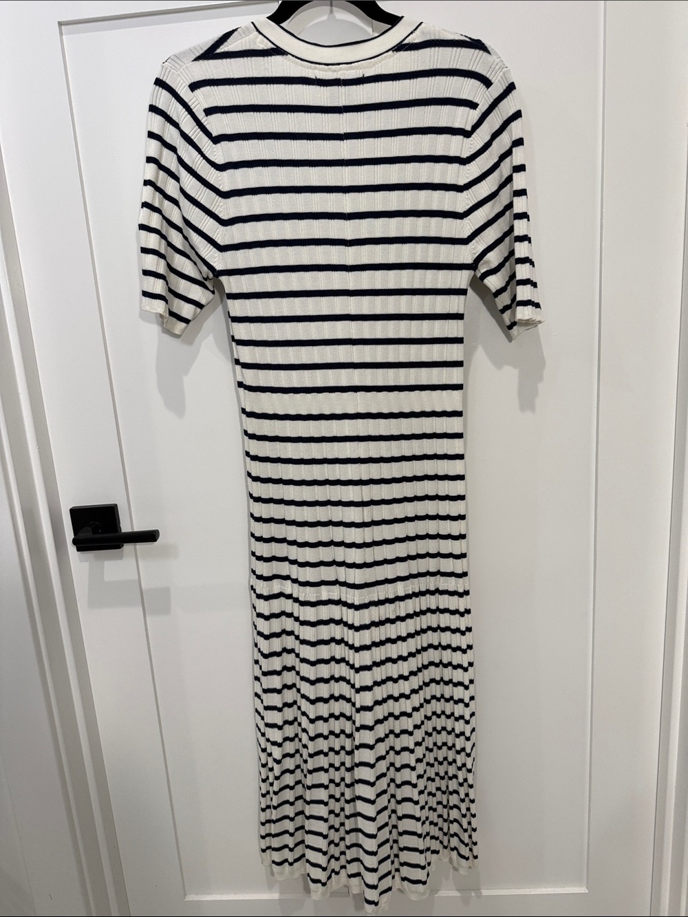 Tahari White and Navy Striped Button-Front Midi Dress - Picture 5 of 5